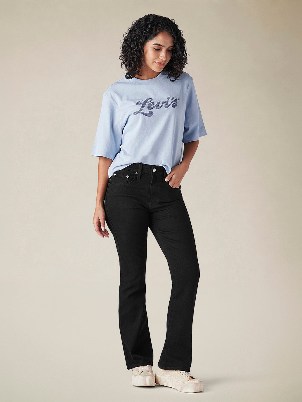 Womens 725 High Rise Flared Fit Cotton Stretch blend Jeans