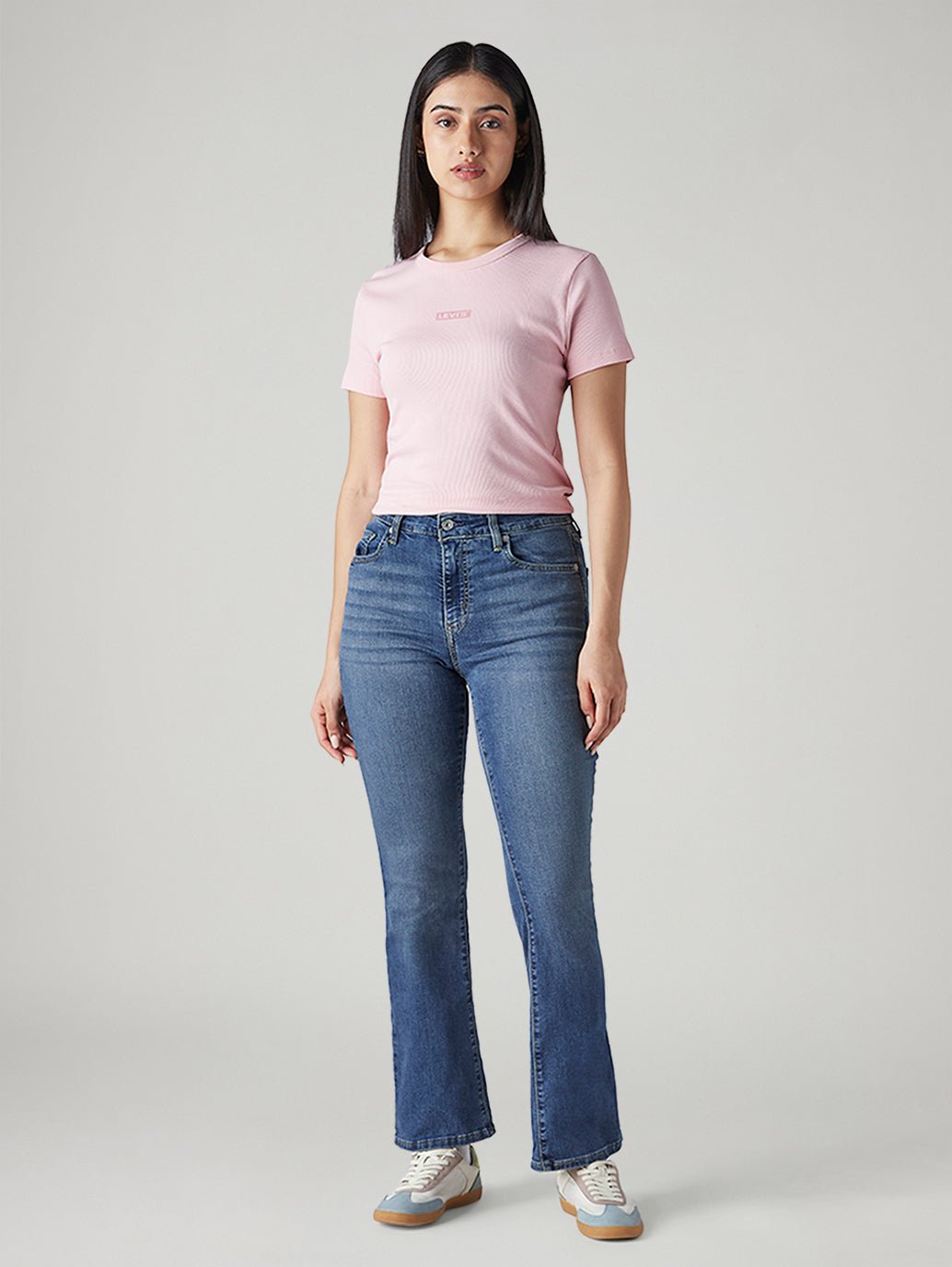 Women's 725 Blue Bootcut Fit Mid Rise Jeans - Front View