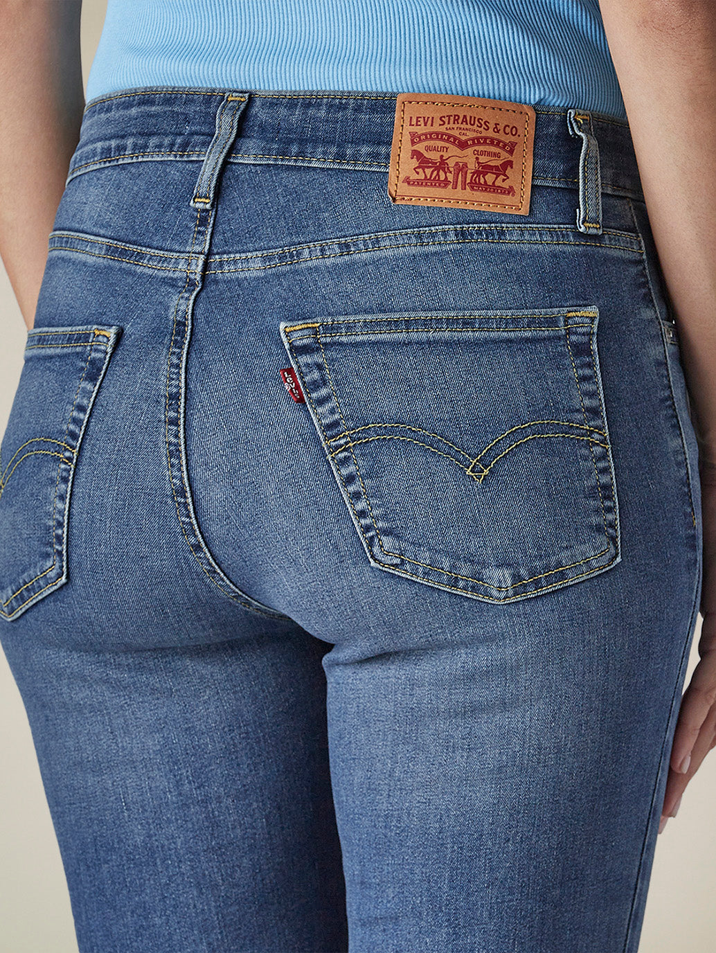 Women's 725 Blue Bootcut Fit Mid Rise Jeans - Detail View