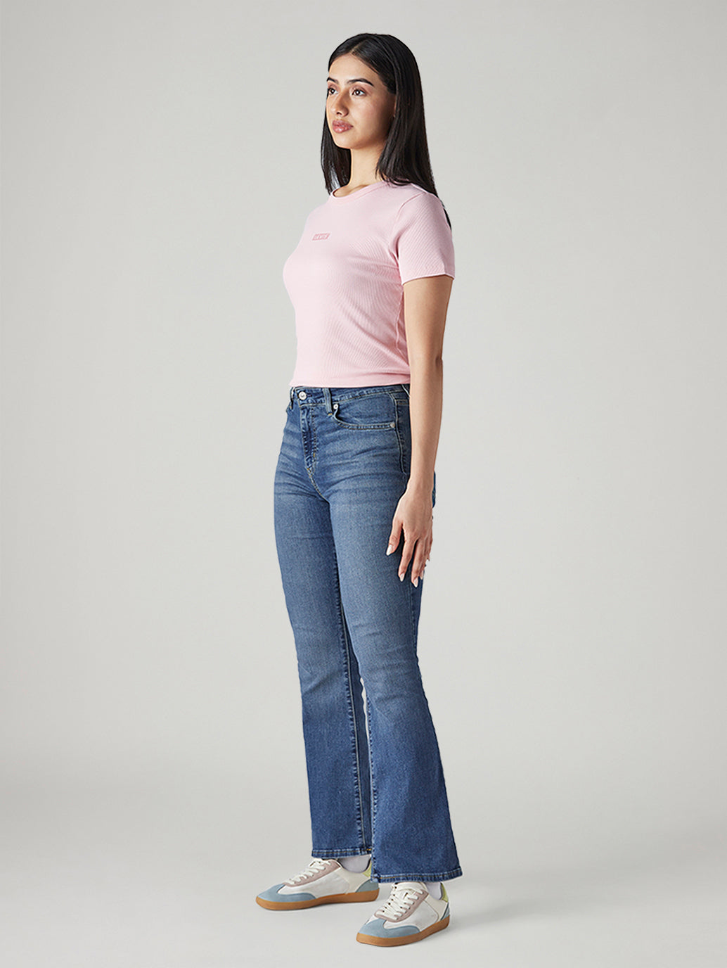 Women's 725 Blue Bootcut Fit Mid Rise Jeans - Side View