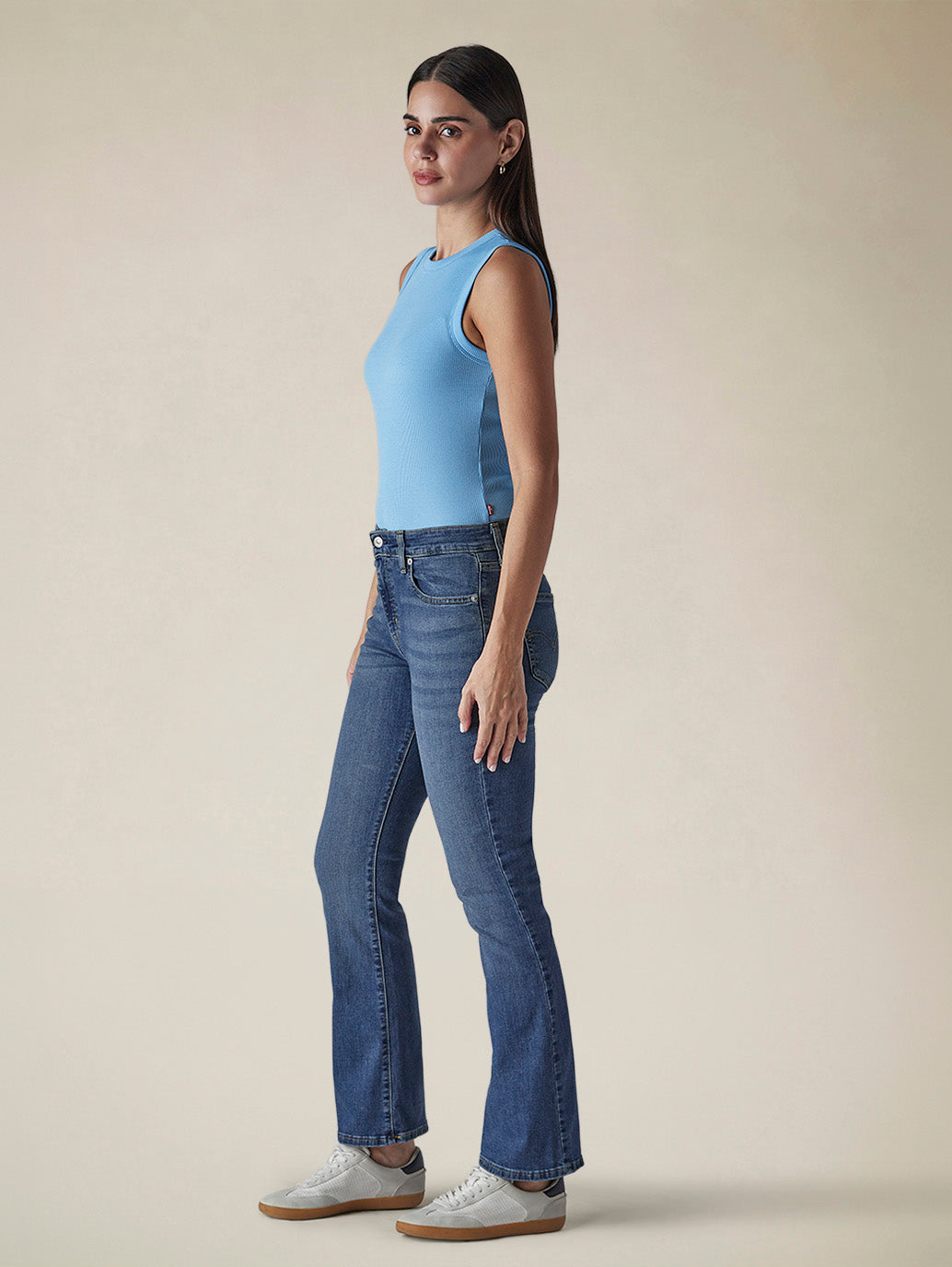 Women's 725 Blue Bootcut Fit Mid Rise Jeans - Side View