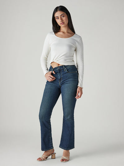 levi's Women's 725 Dark Blue Bootcut Fit Mid Rise Jeans-picture-31