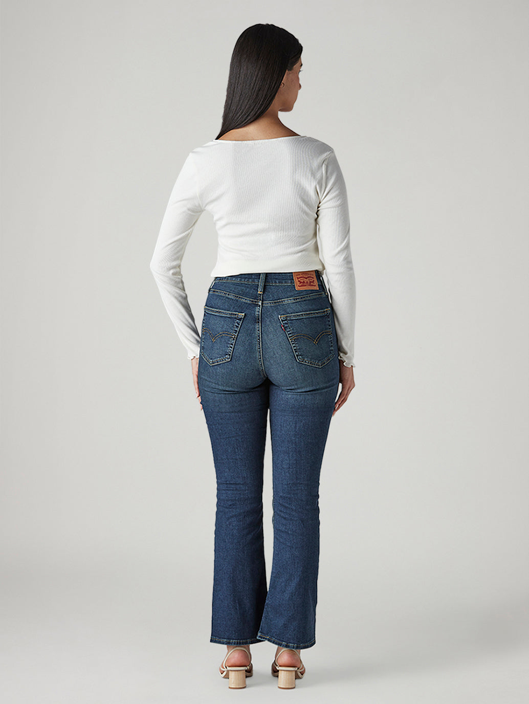 Women's 725 Dark Blue Bootcut Fit Mid Rise Jeans - Back View