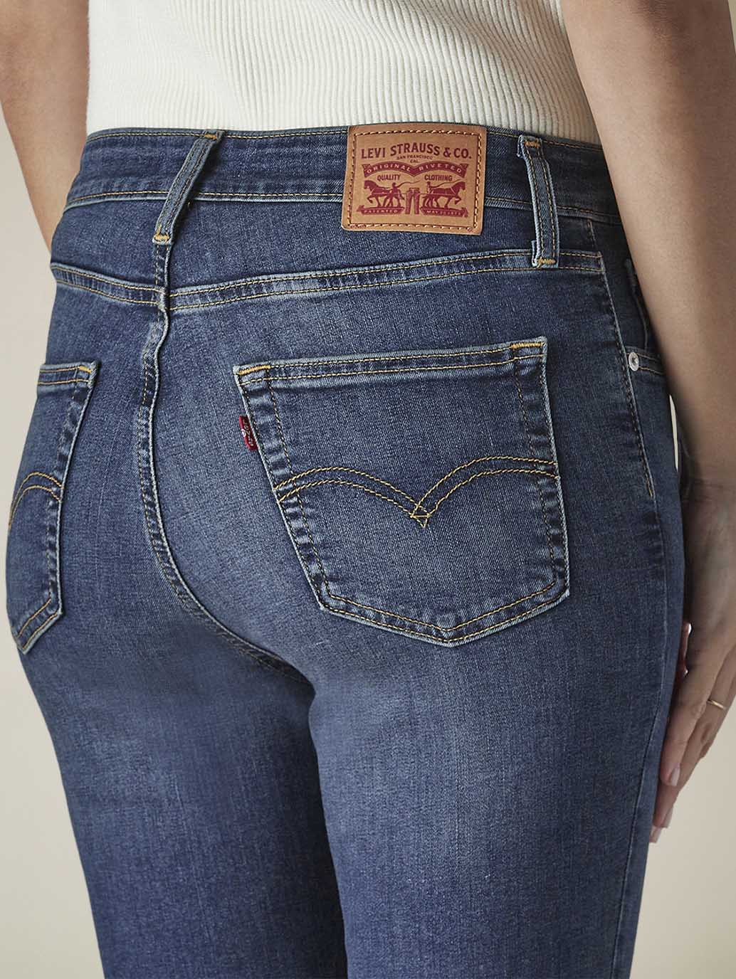 Women's 725 Dark Blue Bootcut Fit Mid Rise Jeans - Detail View