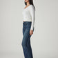 Women's 725 Dark Blue Bootcut Fit Mid Rise Jeans - Side View