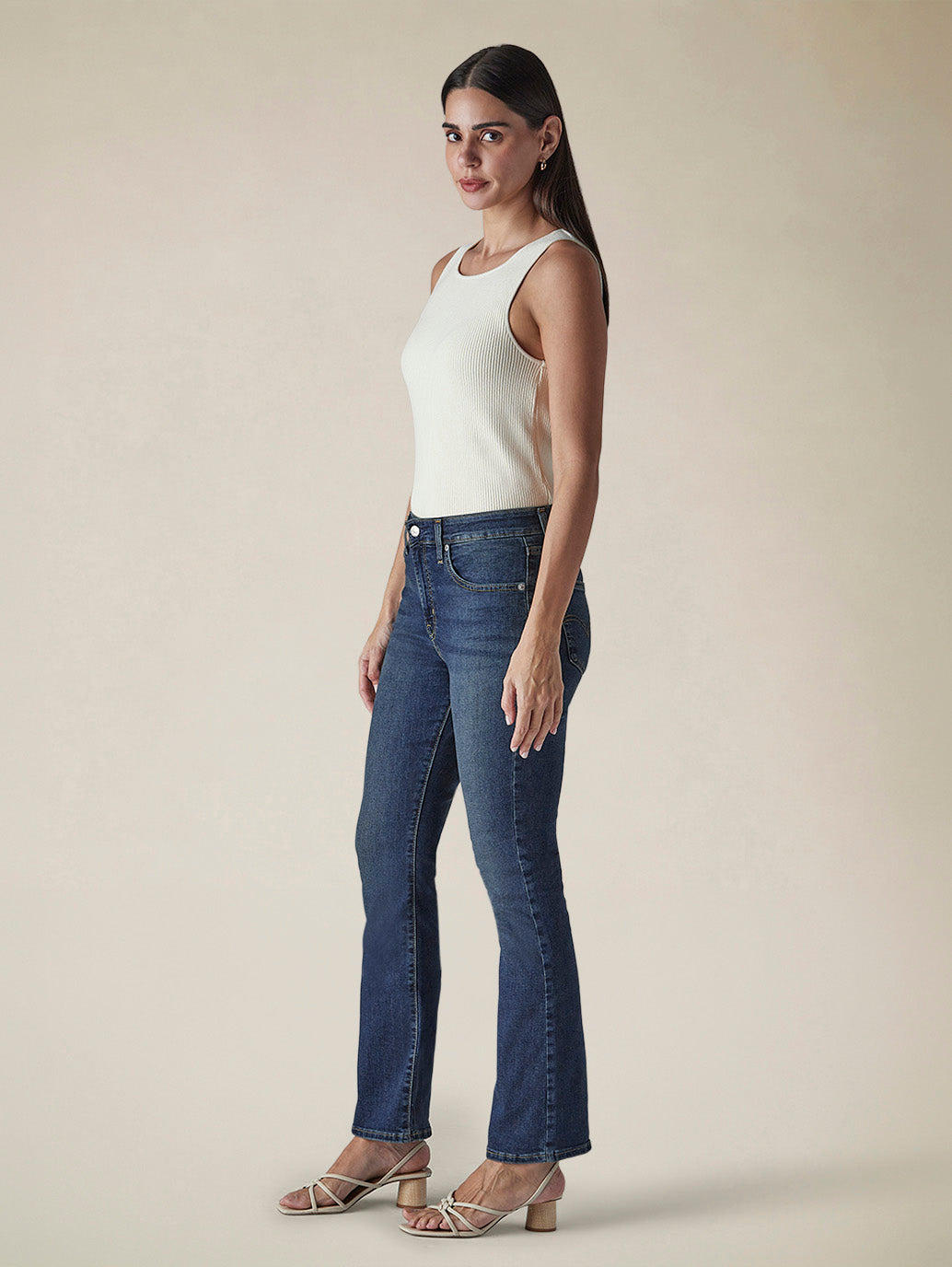 Women's 725 Dark Blue Bootcut Fit Mid Rise Jeans - 5574b46e-8b57-447b-84e7-5bb465884b1d View