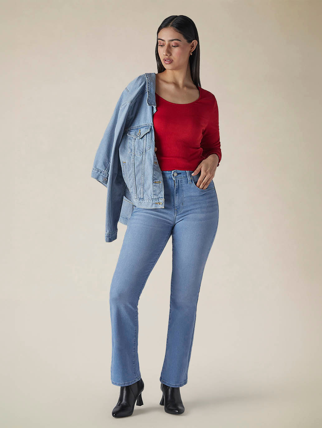 Womens 725 High Rise Flared Fit Cotton Stretch blend Jeans