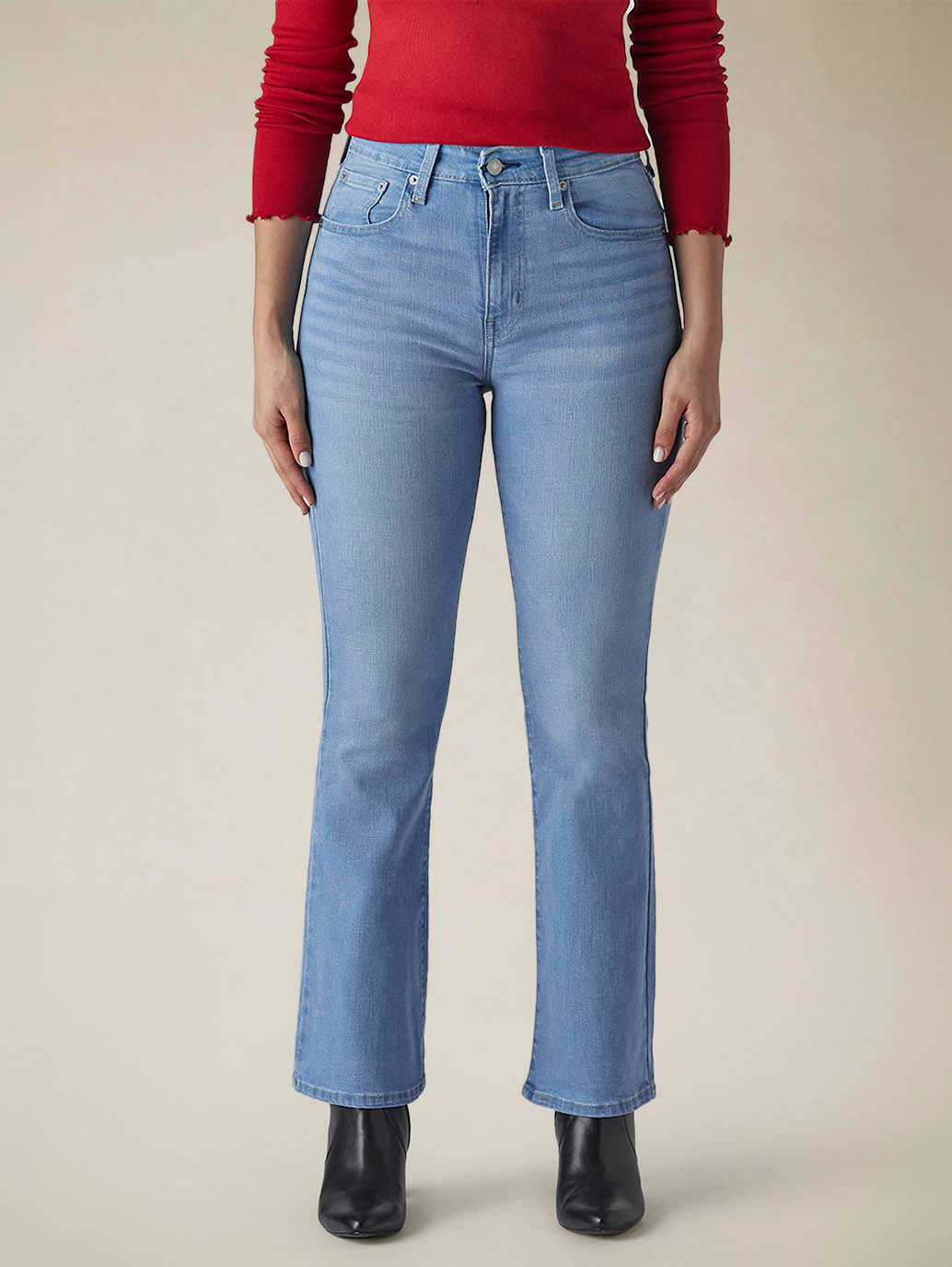 Womens 725 High Rise Flared Fit Cotton Stretch blend Jeans - Front View