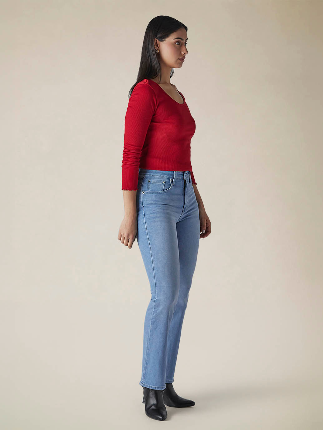 Womens 725 High Rise Flared Fit Cotton Stretch blend Jeans - Side View