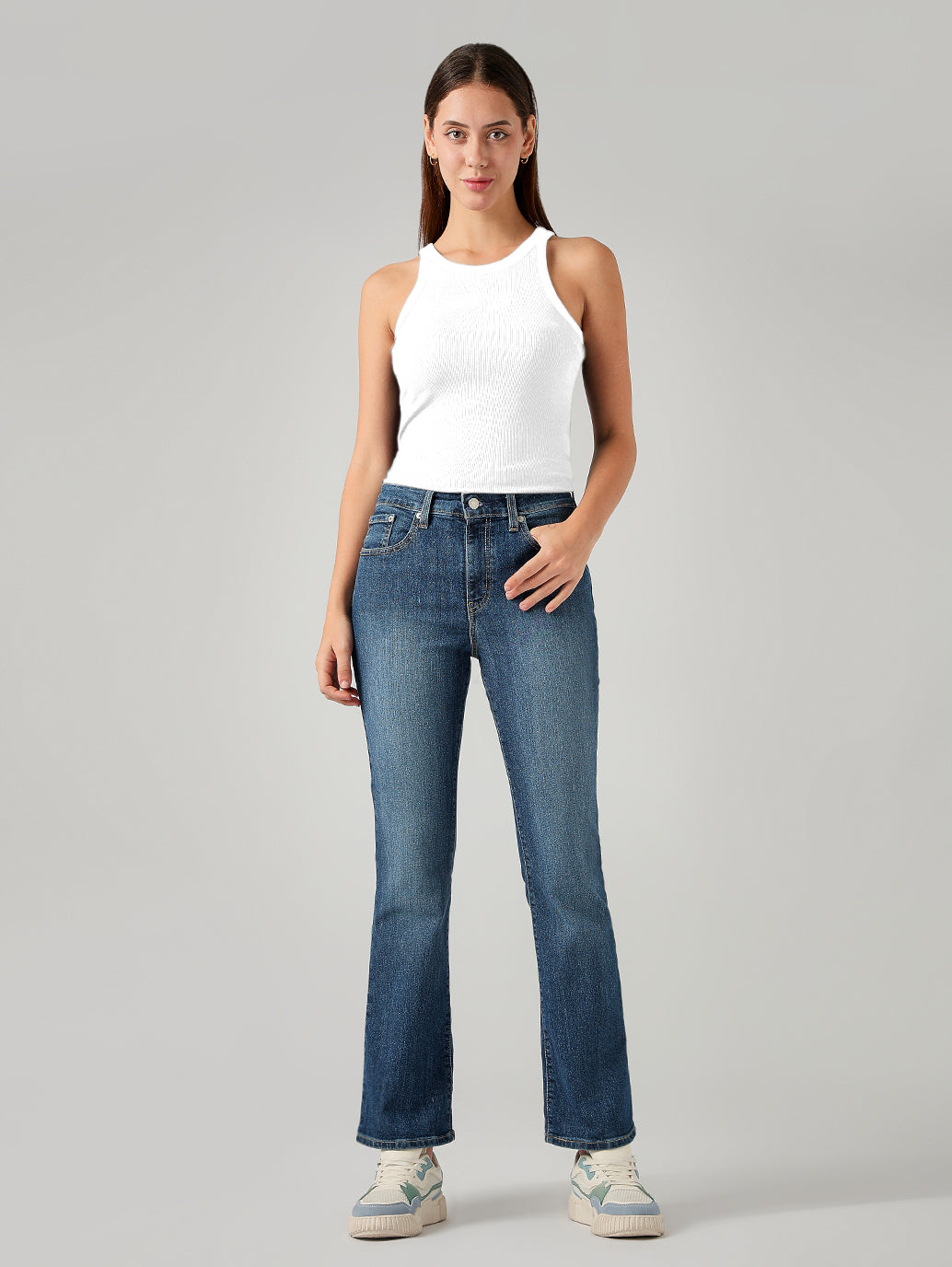 Women's 725 Blue Bootcut Fit High Rise Jeans - Front View