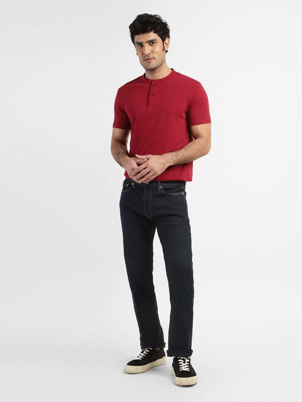 Men's 513 Navy Blue Slim Straight Fit Mid Rise Jeans
