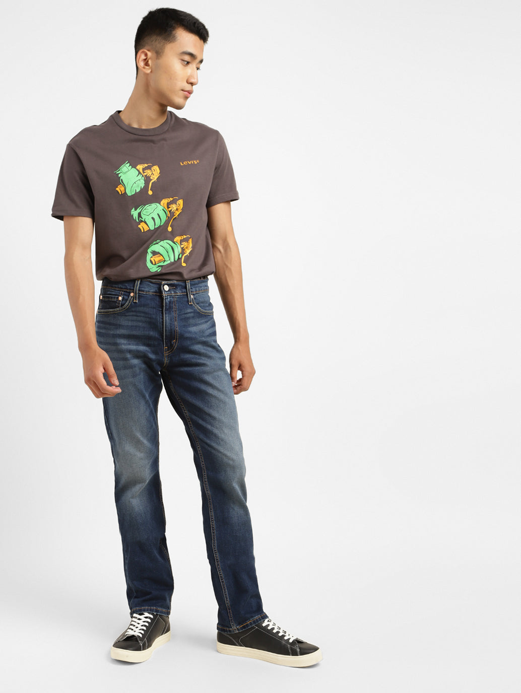 Men's 513 Blue Slim Straight Fit Mid Rise Jeans