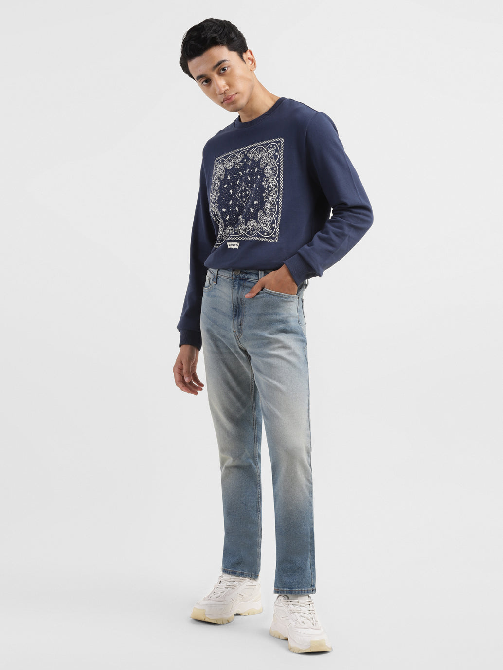 Men's 513 Blue Slim Straight Fit Mid Rise Jeans
