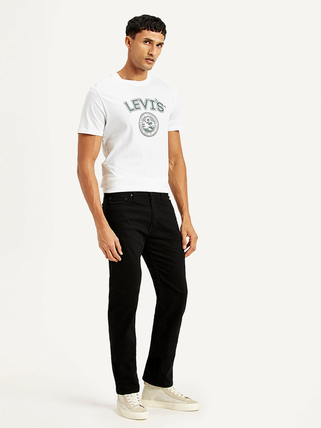 Men's 513 Black Slim Straight Fit Mid Rise Jeans - Side View