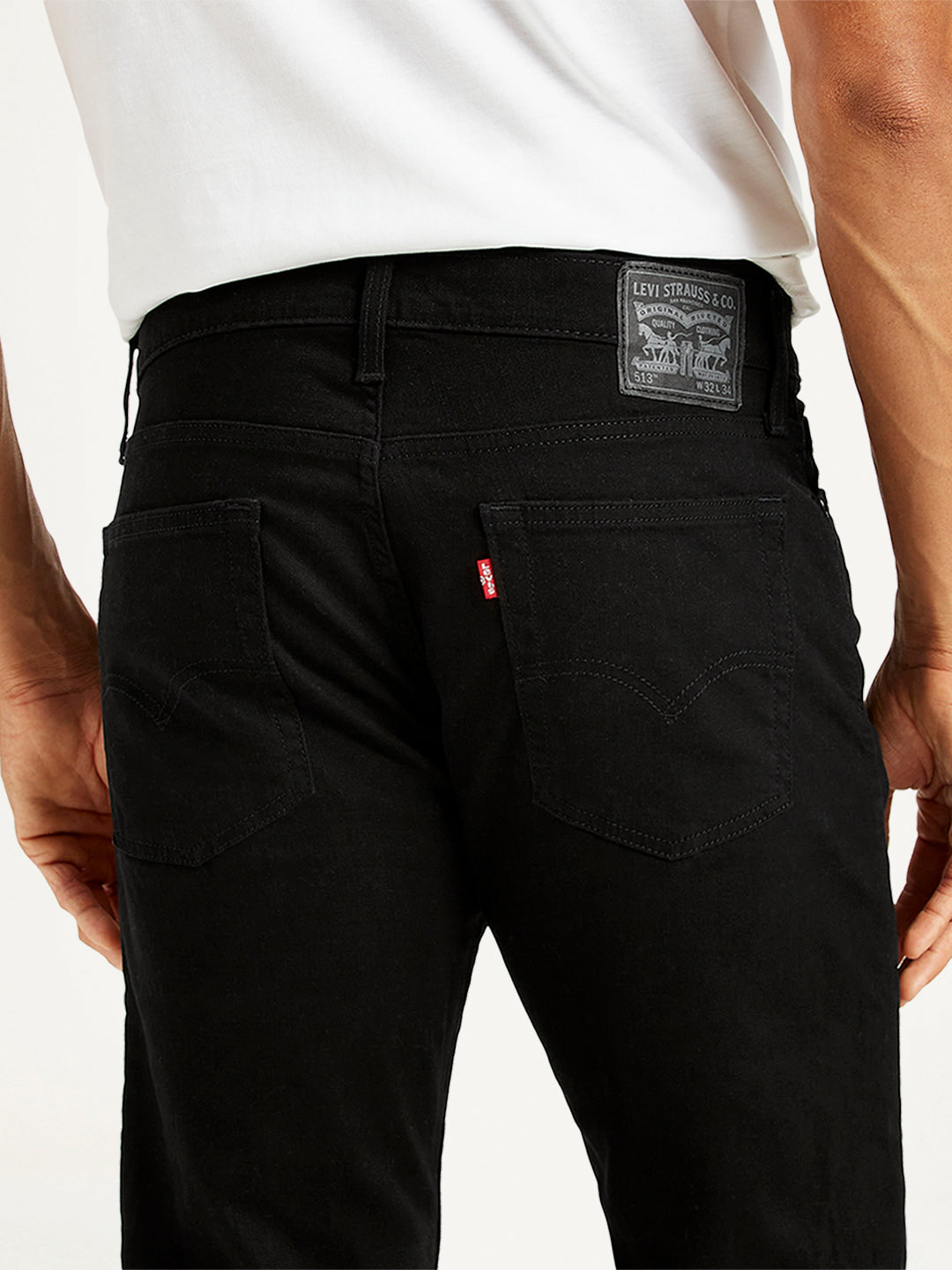 Men's 513 Black Slim Straight Fit Mid Rise Jeans - Detail View