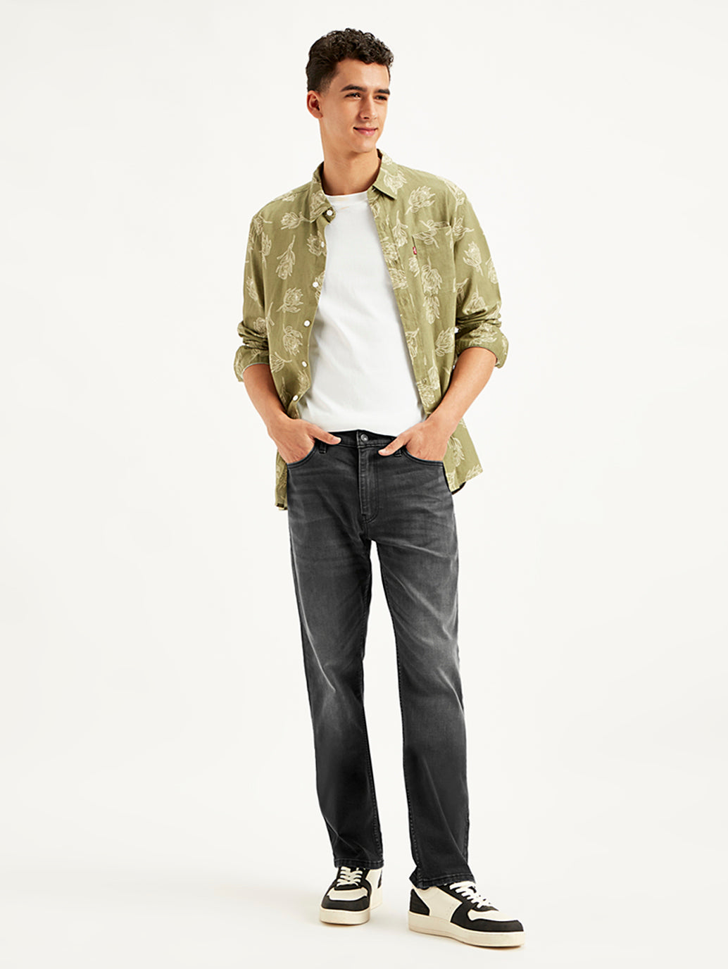 Men's 513 Charcoal Grey Slim Straight Fit Mid Rise Jeans - Styleshot View