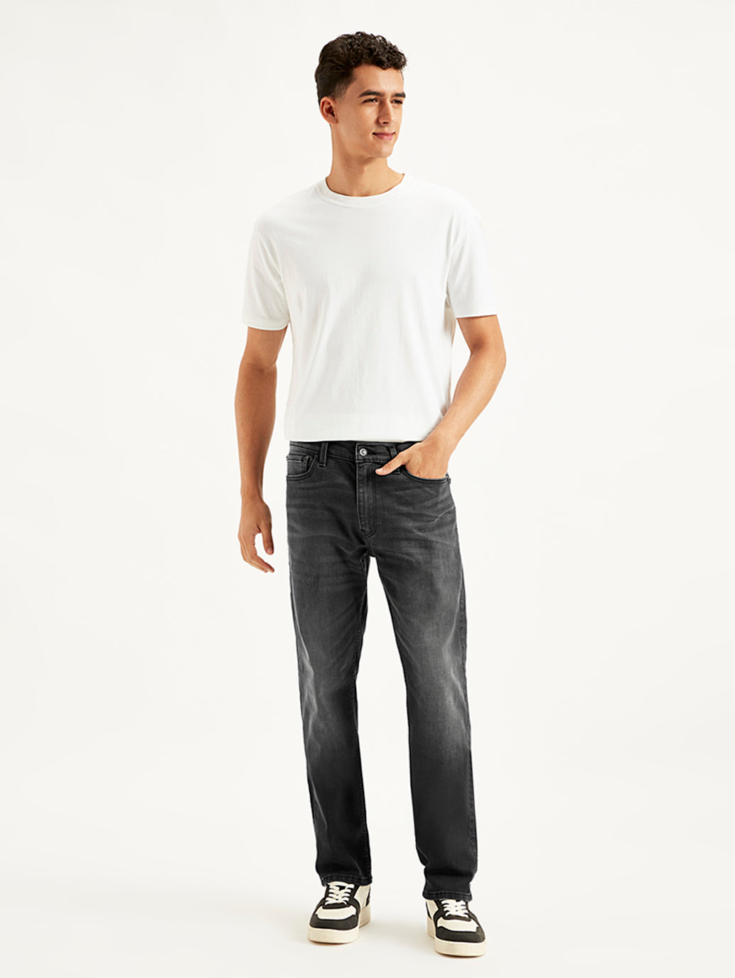 Men's 513 Charcoal Grey Slim Straight Fit Mid Rise Jeans - Front View