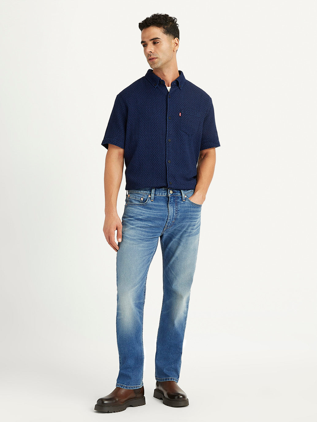 Men's 513 Blue Slim Straight Fit Mid Rise Jeans