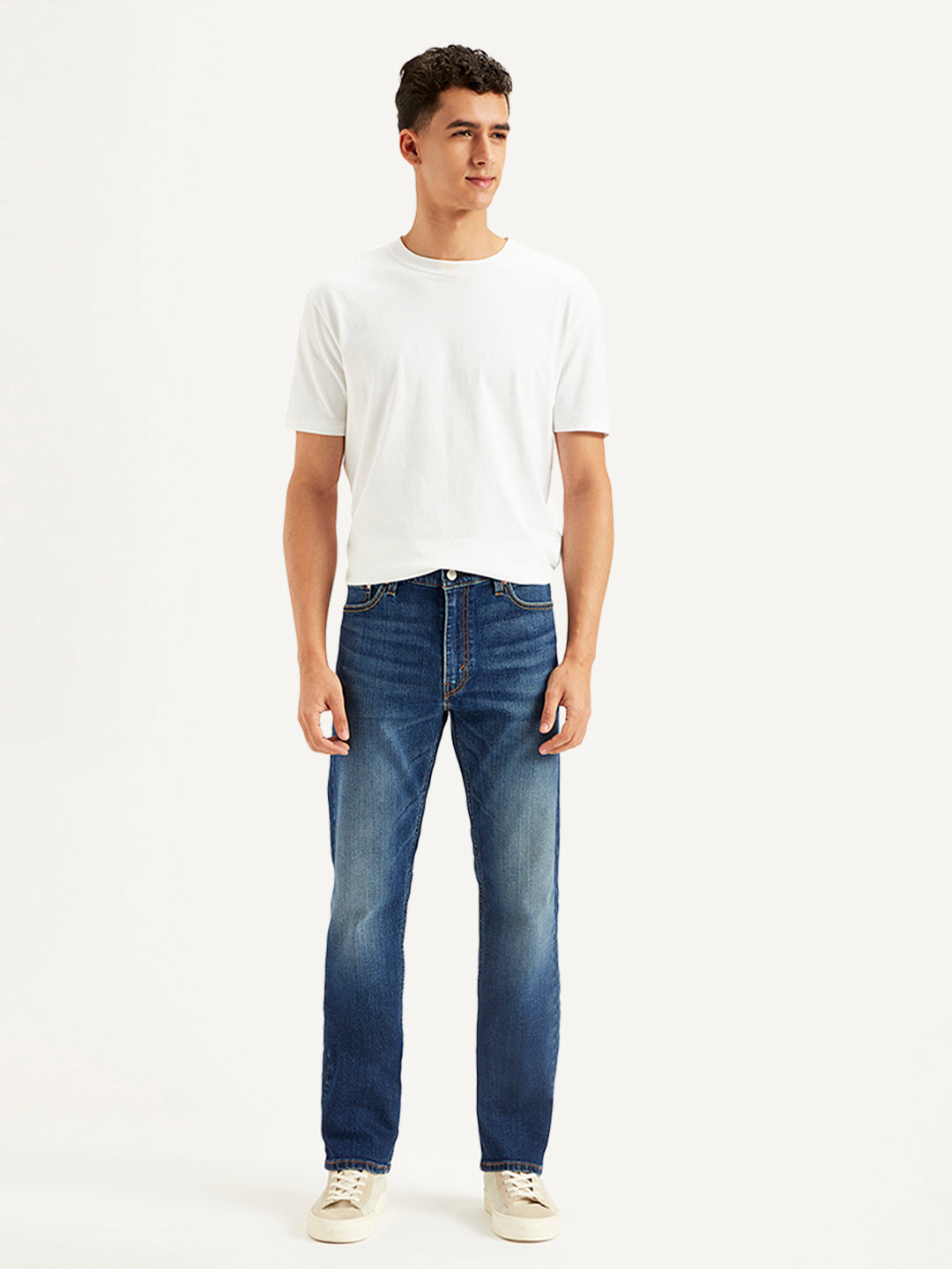 Men's 513 Navy Blue Slim Straight Fit Mid Rise Jeans