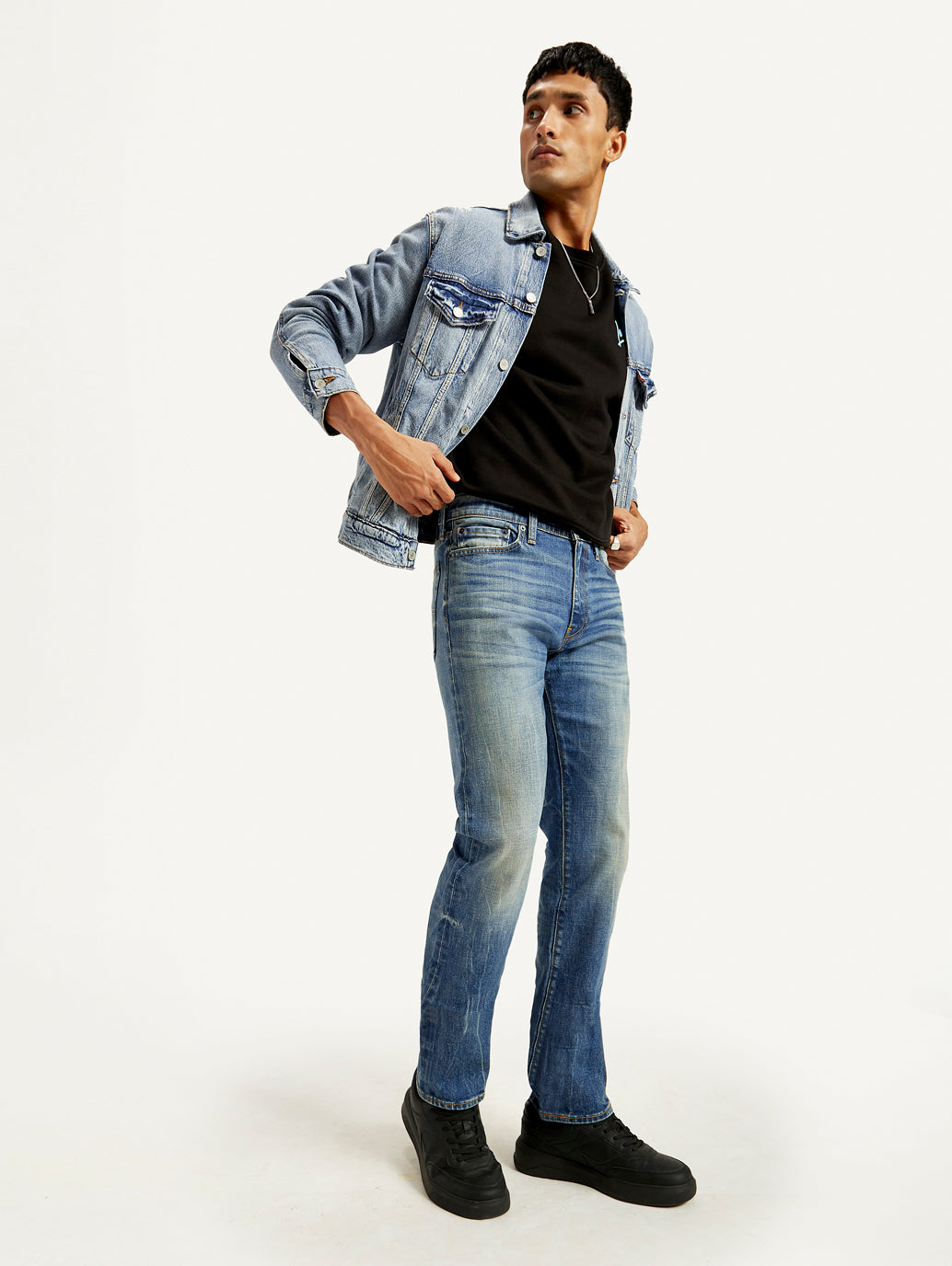 Men's 513 Blue Slim Straight Fit Mid Rise Jeans