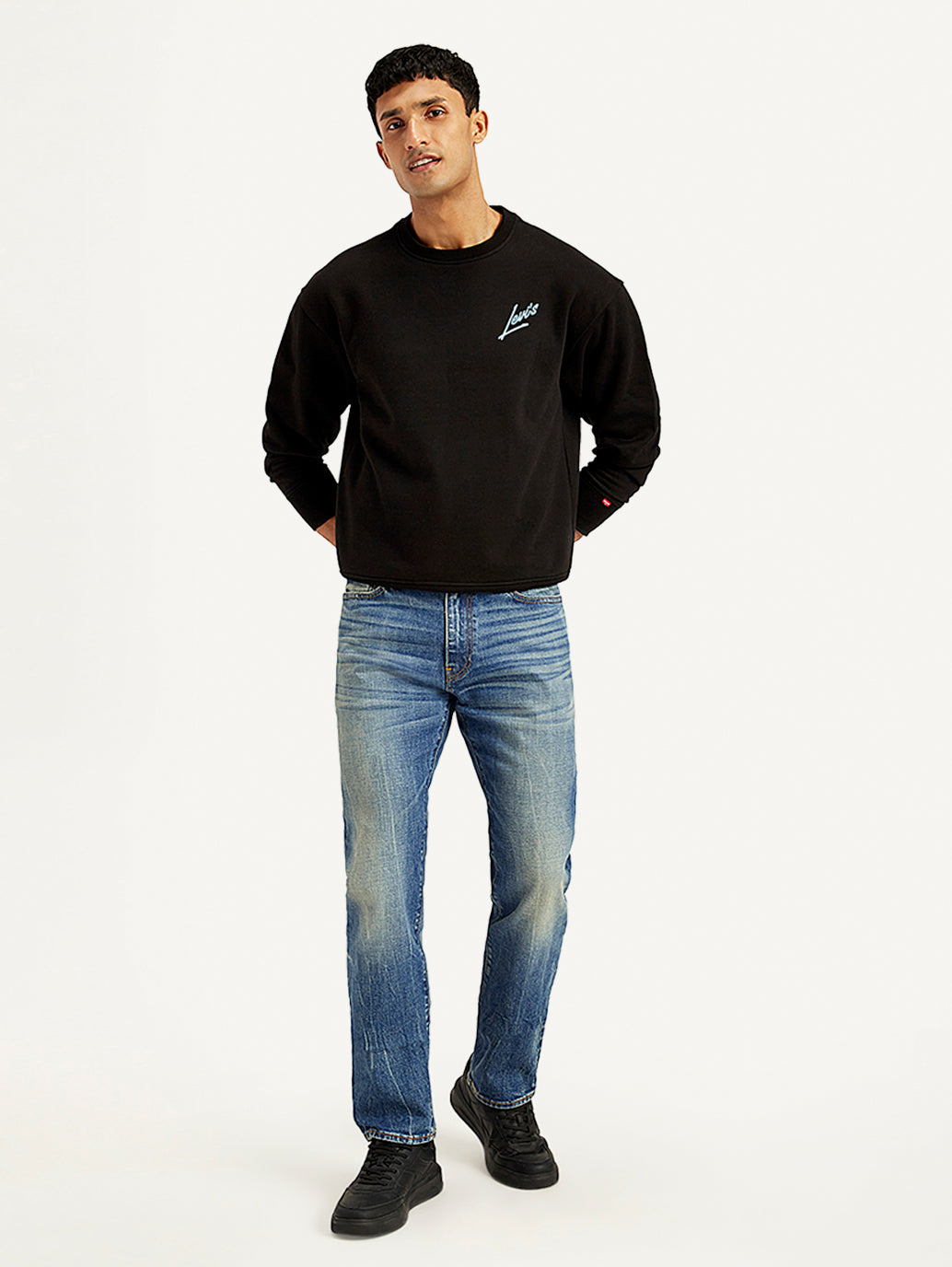 Men's 513 Blue Slim Straight Fit Mid Rise Jeans - Front View