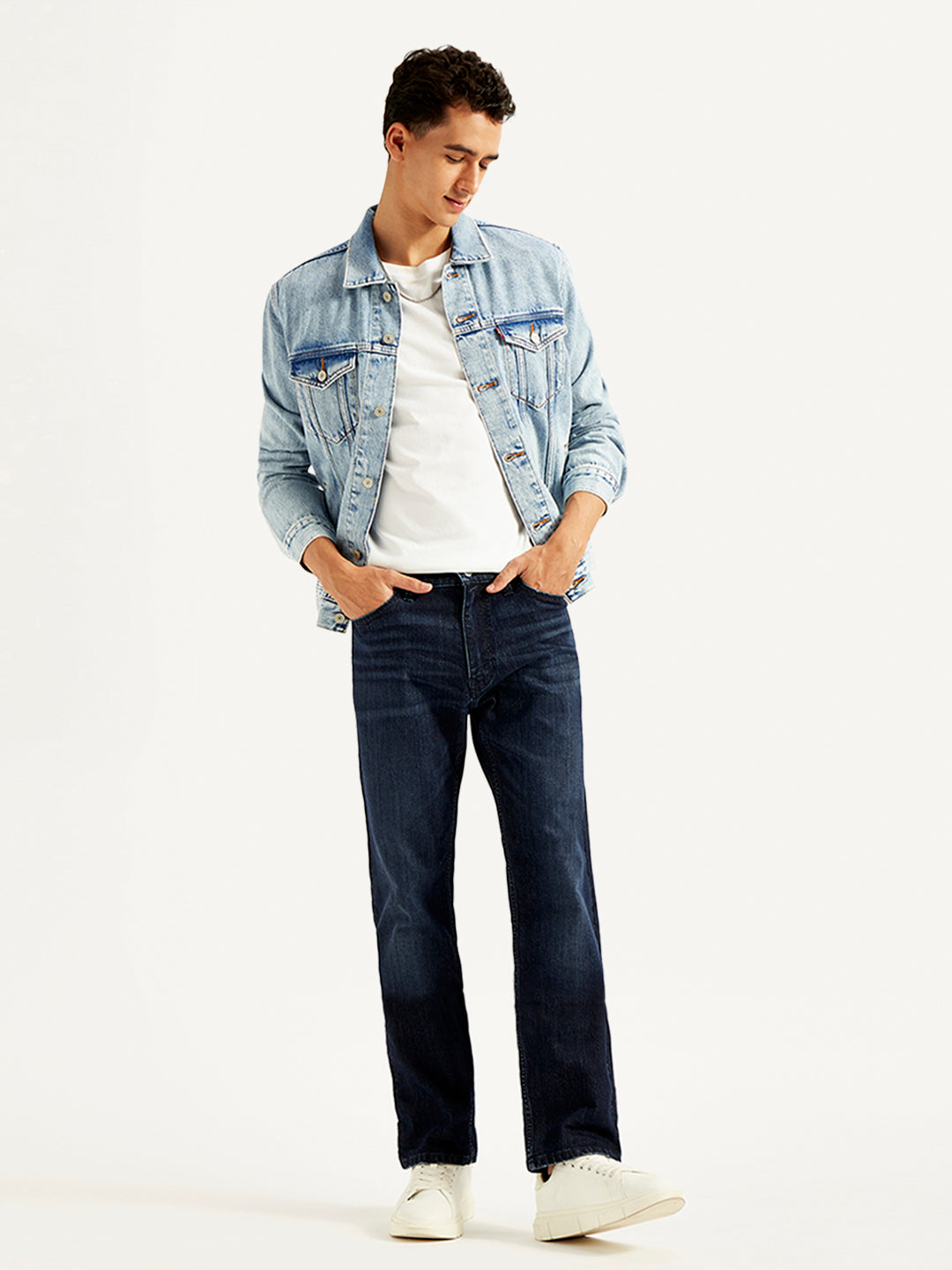 Men's 513 Blue Slim Straight Fit Mid Rise Jeans