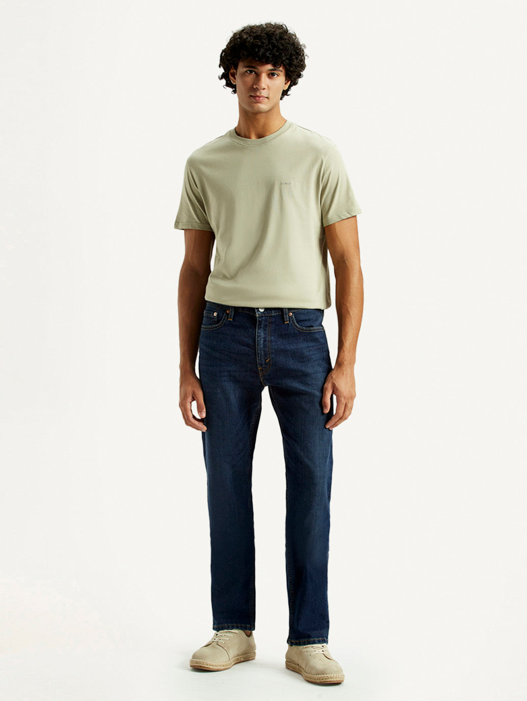 Men's 513 Dark Blue Slim Straight Fit Mid Rise Jeans - Front View