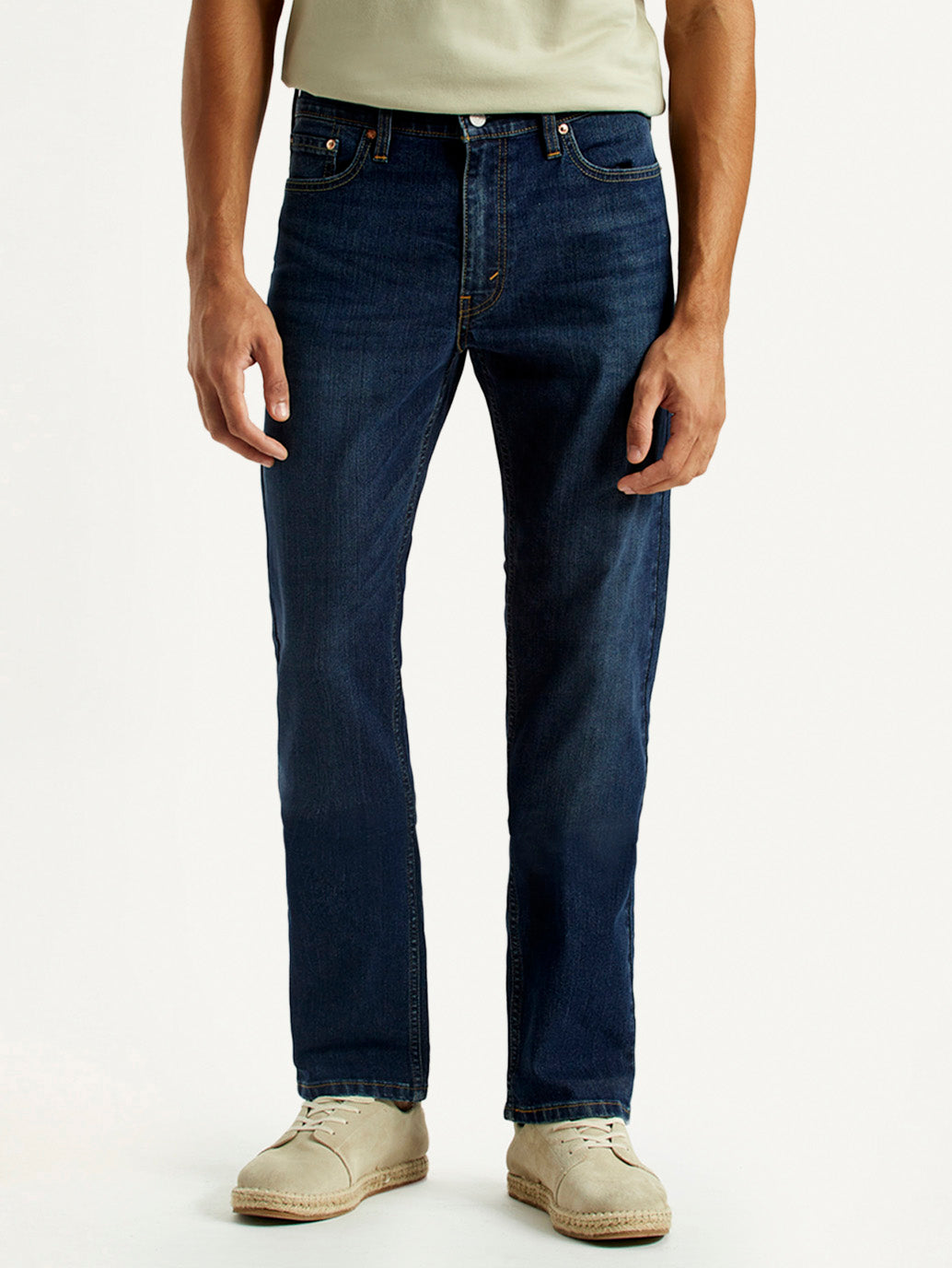 Men's 513 Dark Blue Slim Straight Fit Mid Rise Jeans - Front View