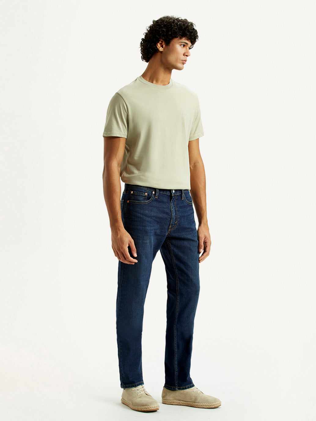 Men's 513 Dark Blue Slim Straight Fit Mid Rise Jeans - Side View