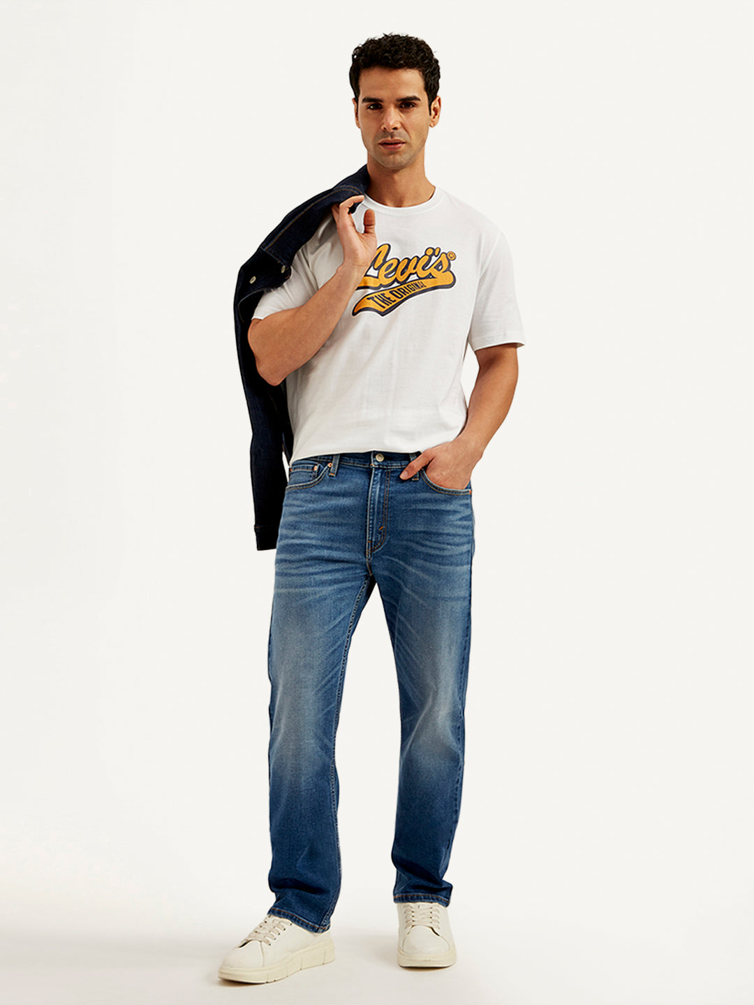 Men's 513 Blue Slim Straight Fit Mid Rise Jeans