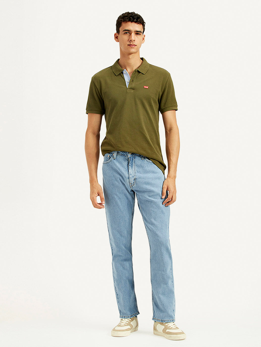 Men's 513 Light Blue Slim Straight Fit Mid Rise Jeans - Styleshot View