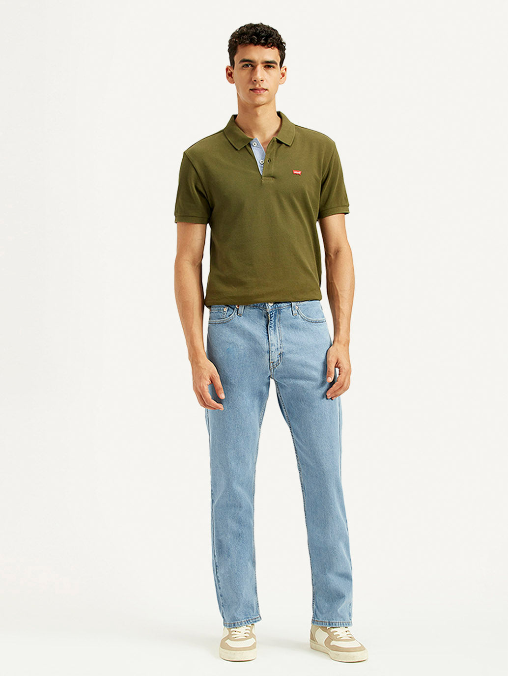 Men's 513 Light Blue Slim Straight Fit Mid Rise Jeans - Front View