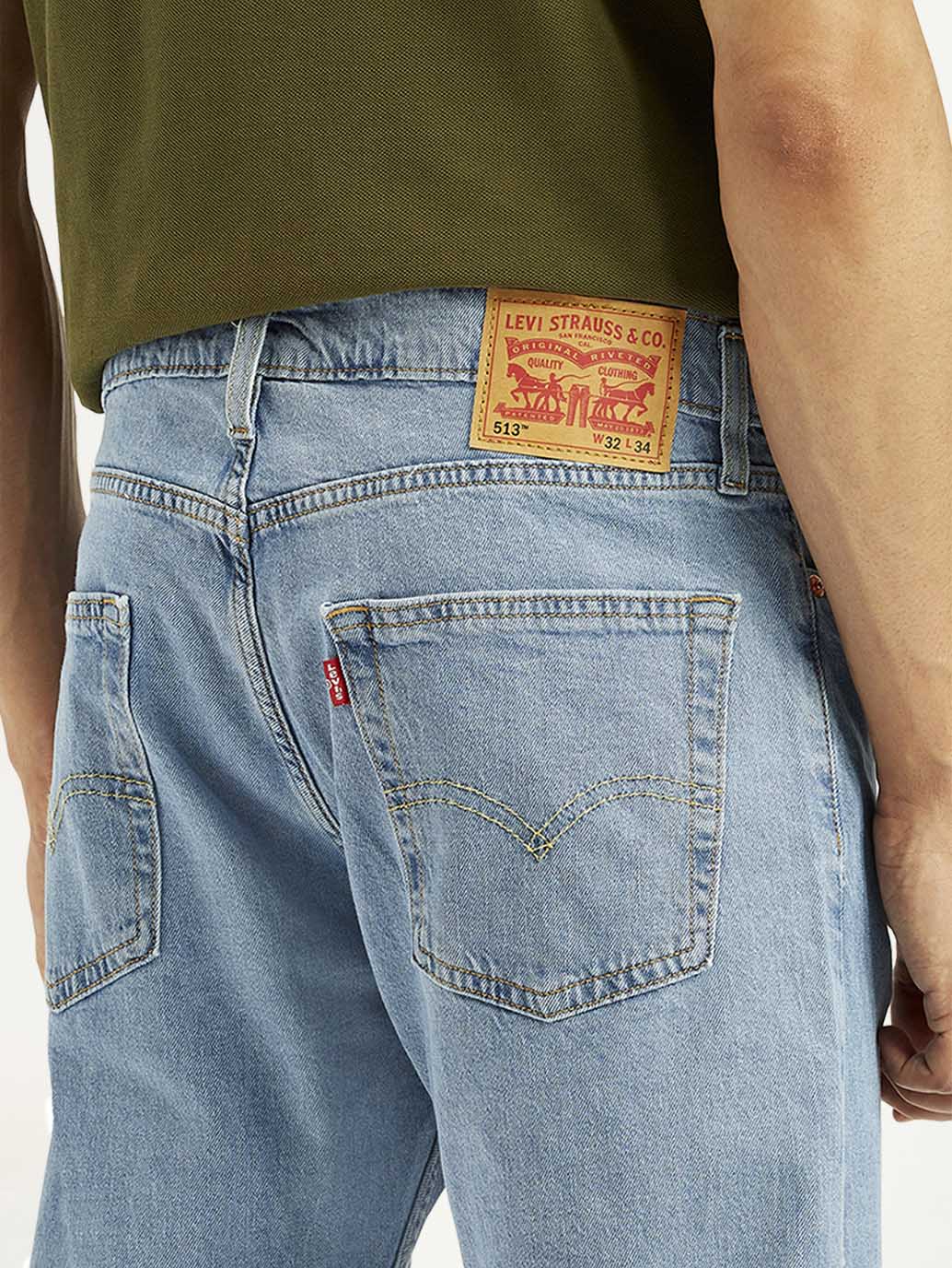 Men's 513 Light Blue Slim Straight Fit Mid Rise Jeans - Detail View