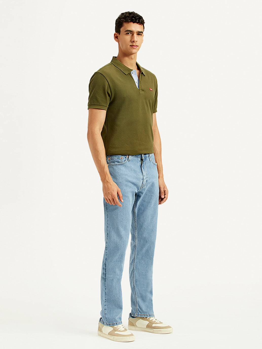 Men's 513 Light Blue Slim Straight Fit Mid Rise Jeans - Side View
