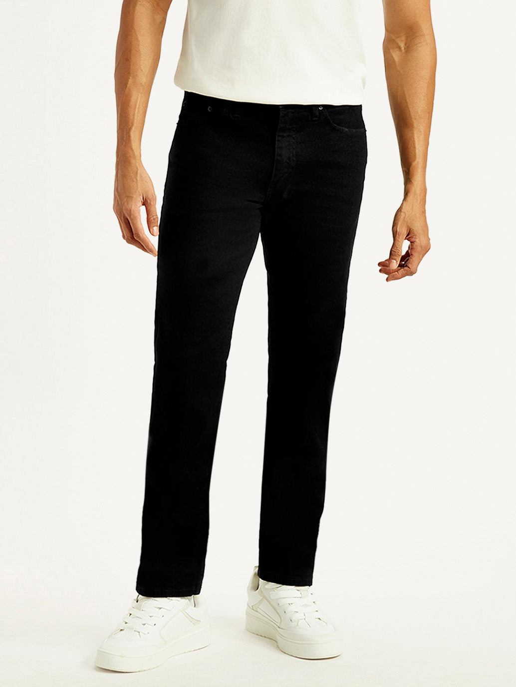 Men's 513 Black Slim Straight Fit Mid Rise Jeans - Front View