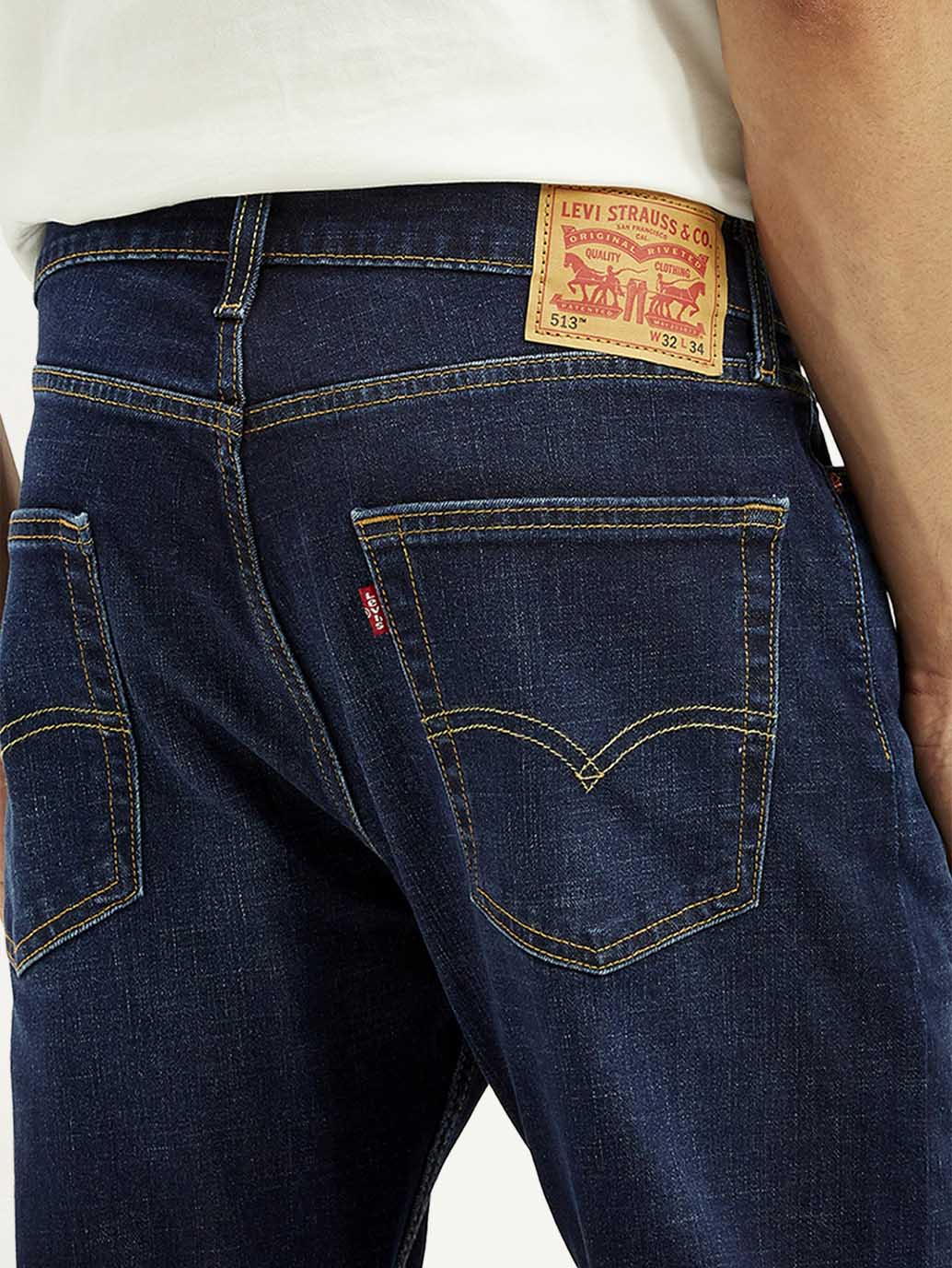 Men's 513 Indigo Slim Straight Fit Mid Rise Jeans - Detail View