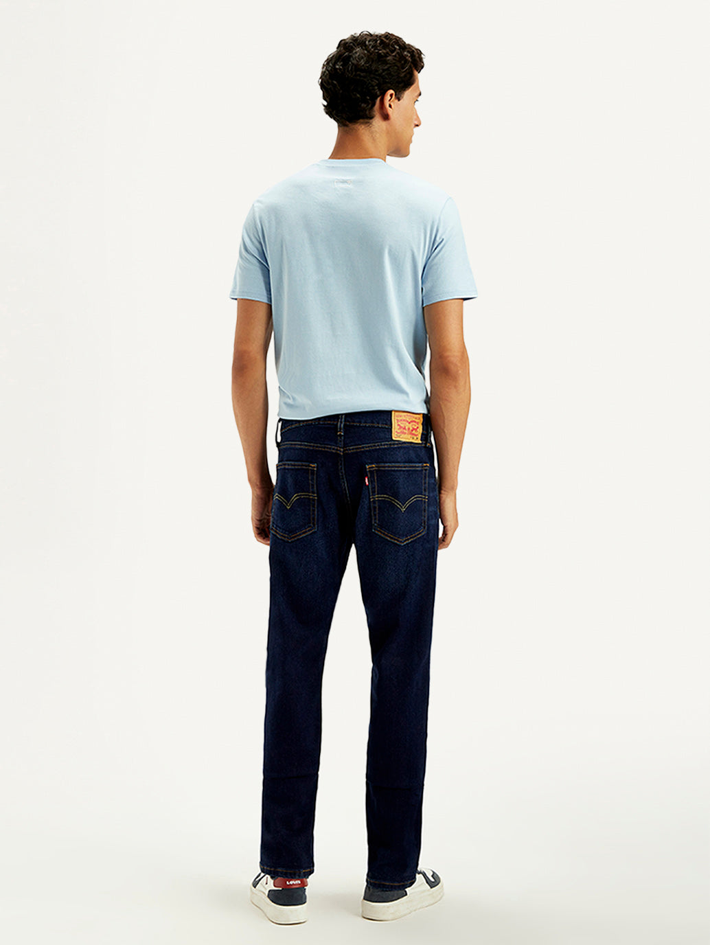 Men's 513 Dark Blue Slim Straight Fit Mid Rise Jeans - Back View