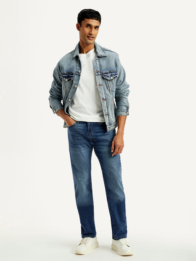 Men's 513 Blue Slim Straight Fit Mid Rise Jeans