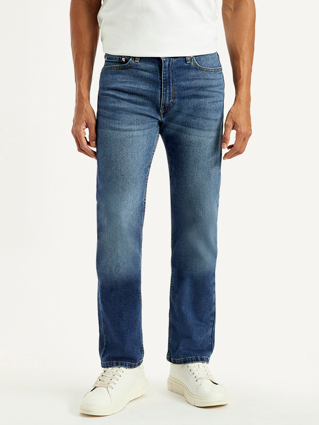 Men's 513 Blue Slim Straight Fit Mid Rise Jeans - Front View