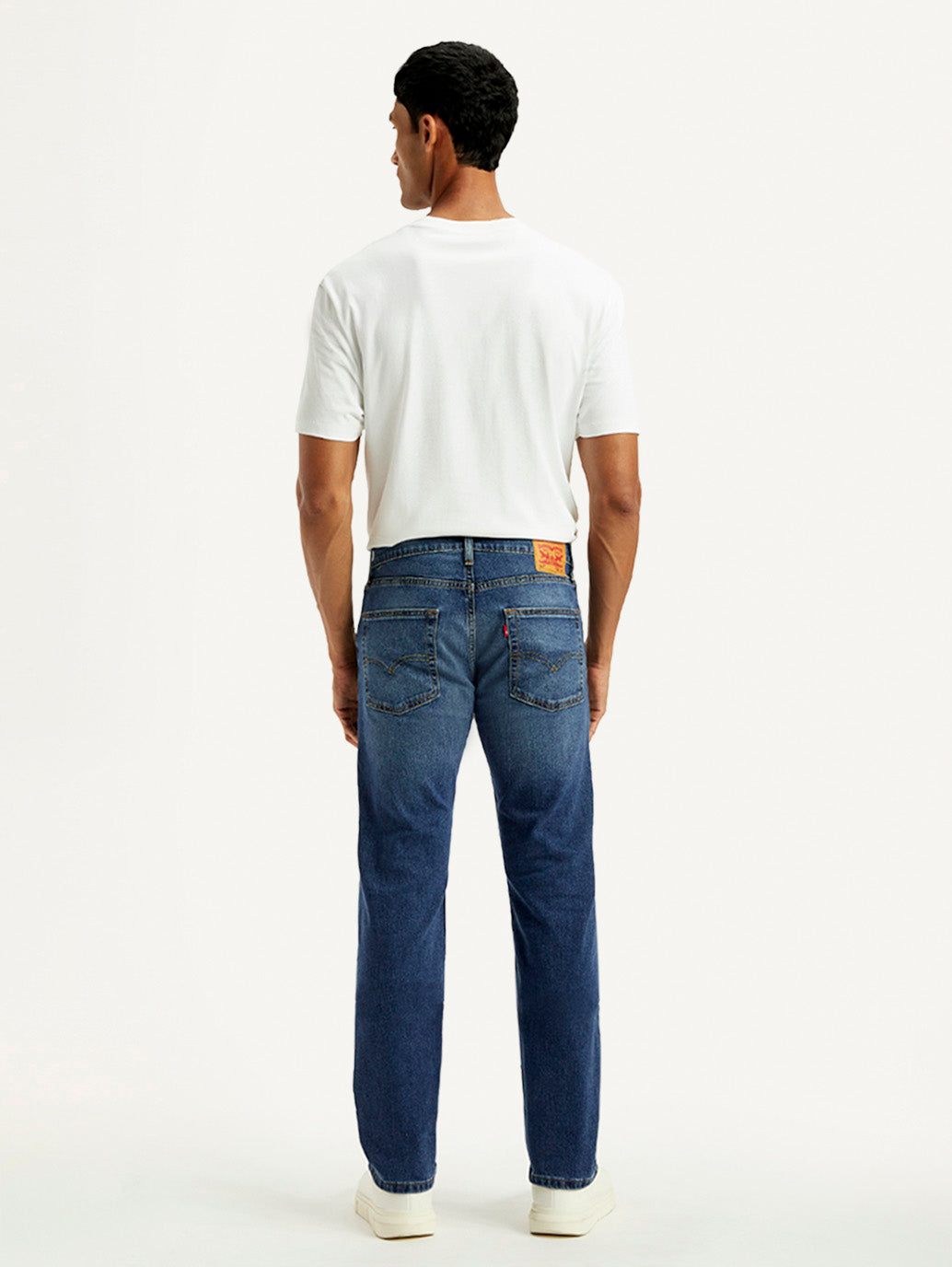Men's 513 Blue Slim Straight Fit Mid Rise Jeans - Back View