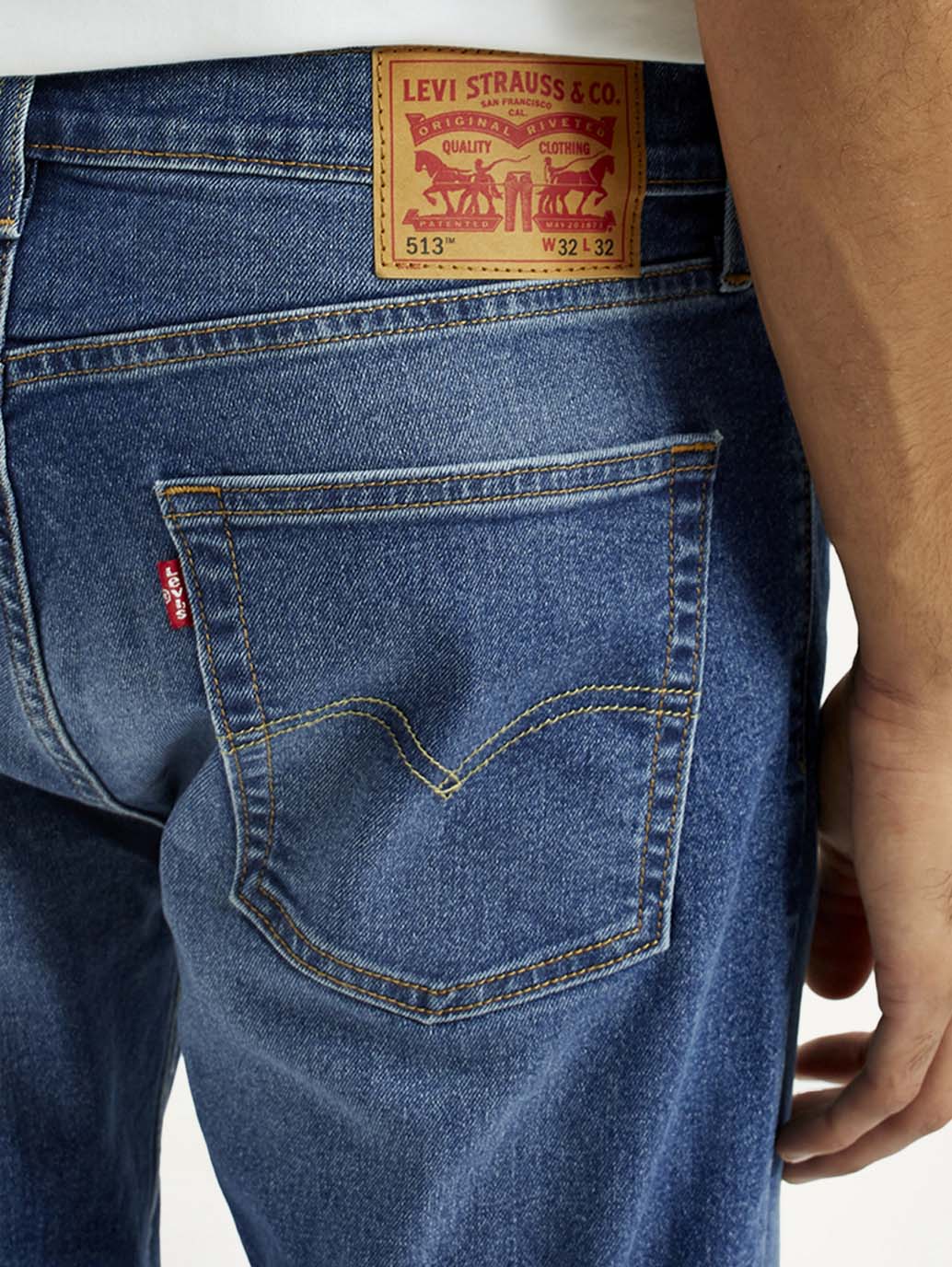 Men's 513 Indigo Slim Straight Fit Mid Rise Jeans - Detail View