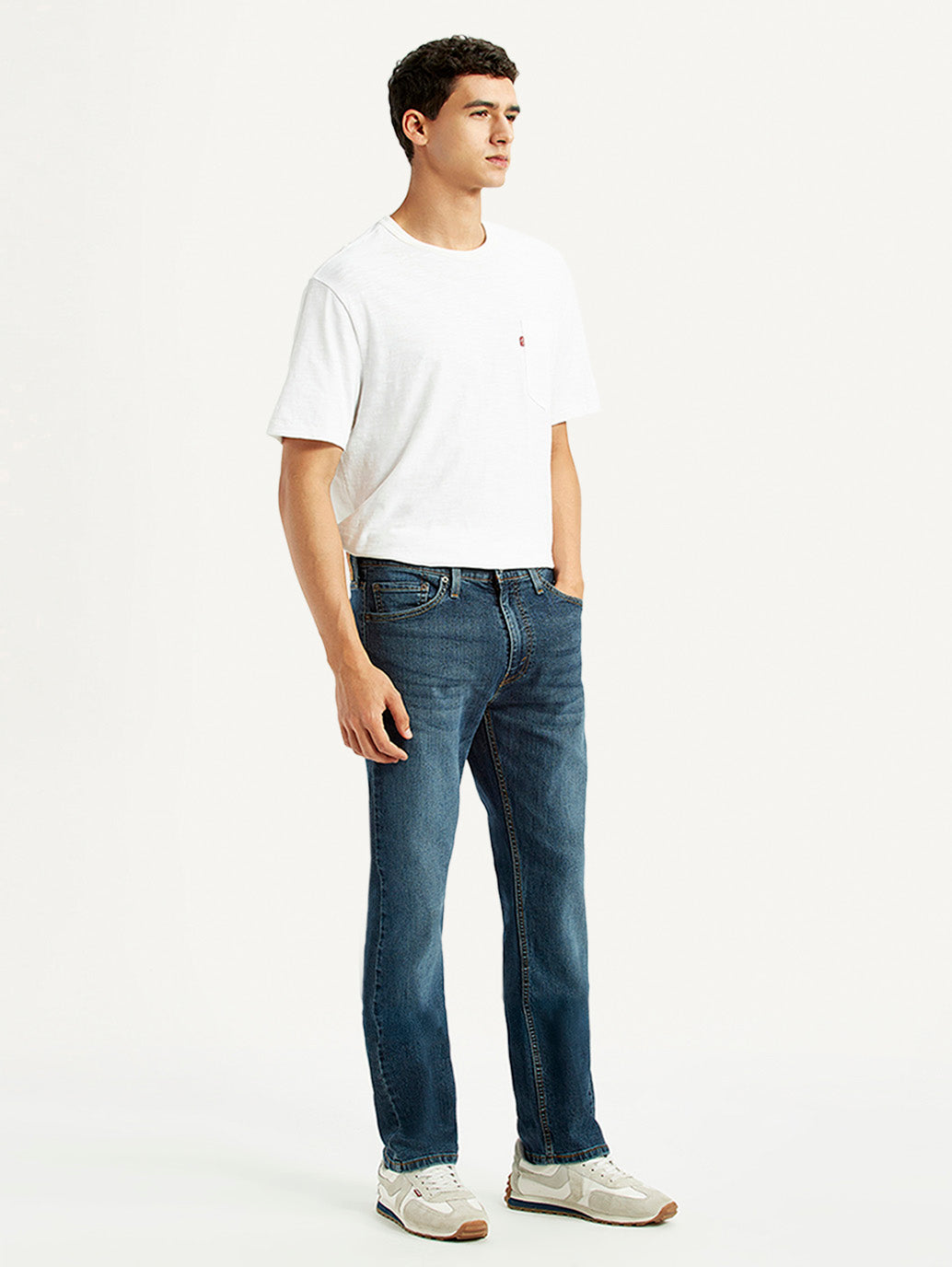 Men's 513 Dark Blue Slim Straight Fit Mid Rise Jeans - Side View