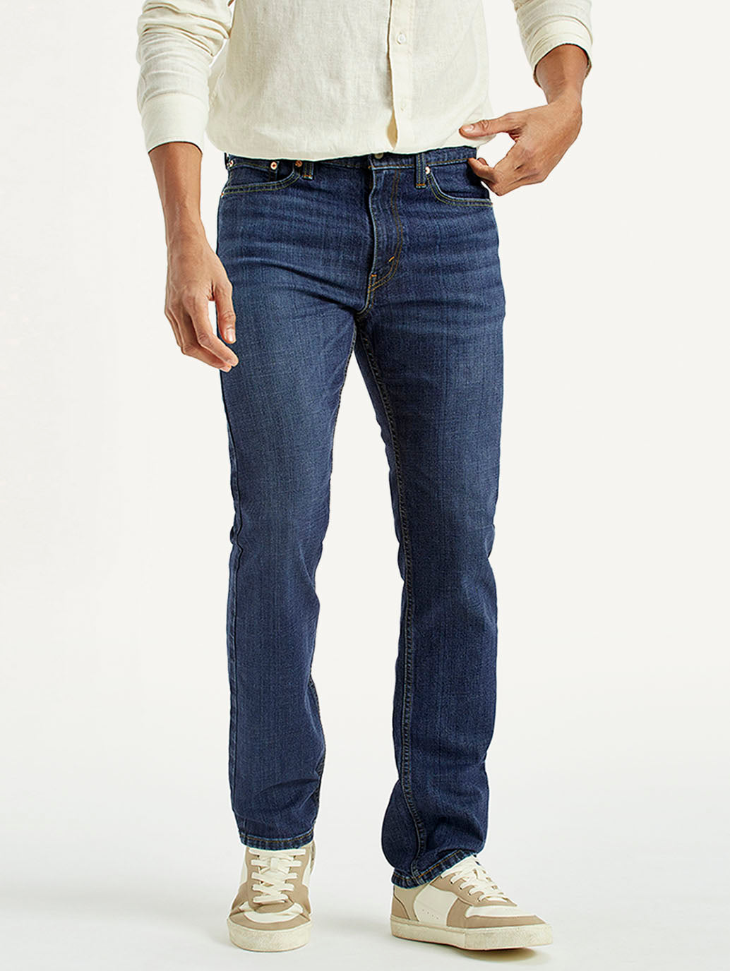 Men's Tinted 513 Med Indigo Slim Straight Fit Mid Rise Jeans - Front View