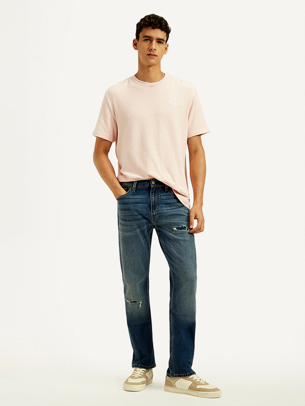 Men's Tinted 513 Med Indigo Slim Straight Fit Mid Rise Jeans - Styleshot View