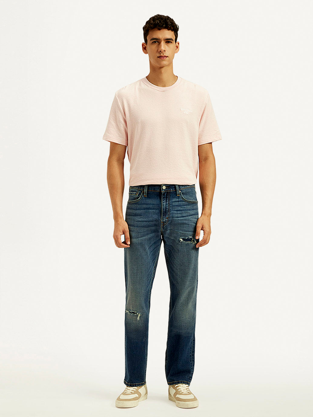 Men's Tinted 513 Med Indigo Slim Straight Fit Mid Rise Jeans - Front View