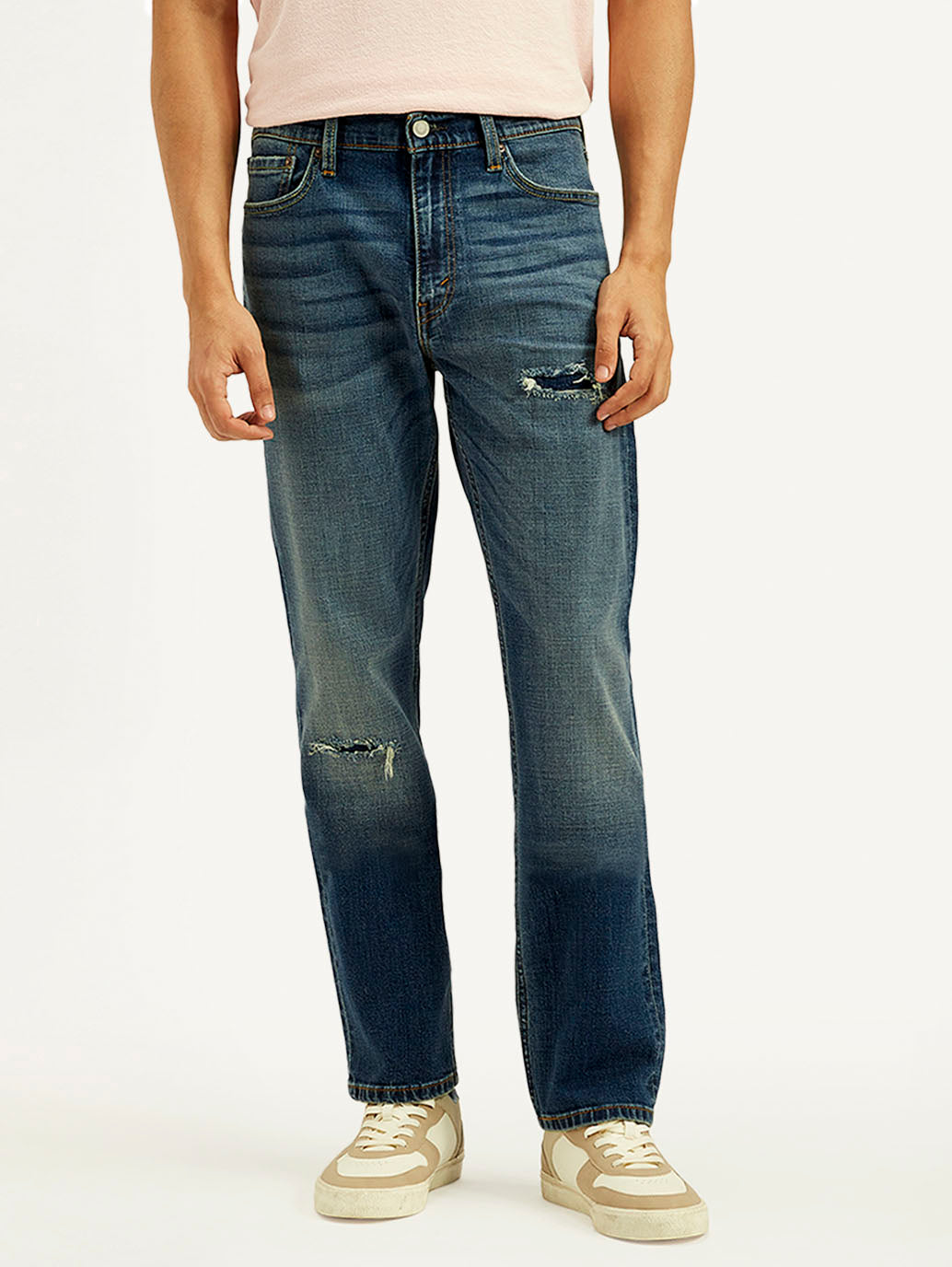 Men's Tinted 513 Med Indigo Slim Straight Fit Mid Rise Jeans - Front View
