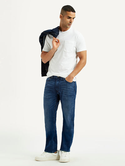Men's 513 Blue Slim Straight Fit Mid Rise Jeans-image-15