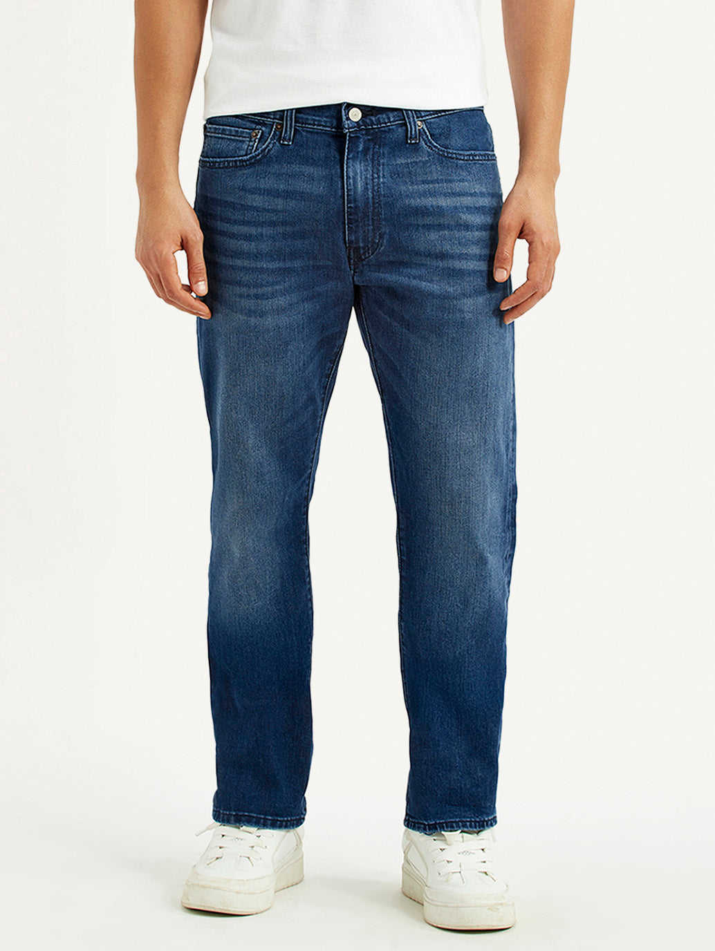 Men's 513 Blue Slim Straight Fit Mid Rise Jeans - Front View