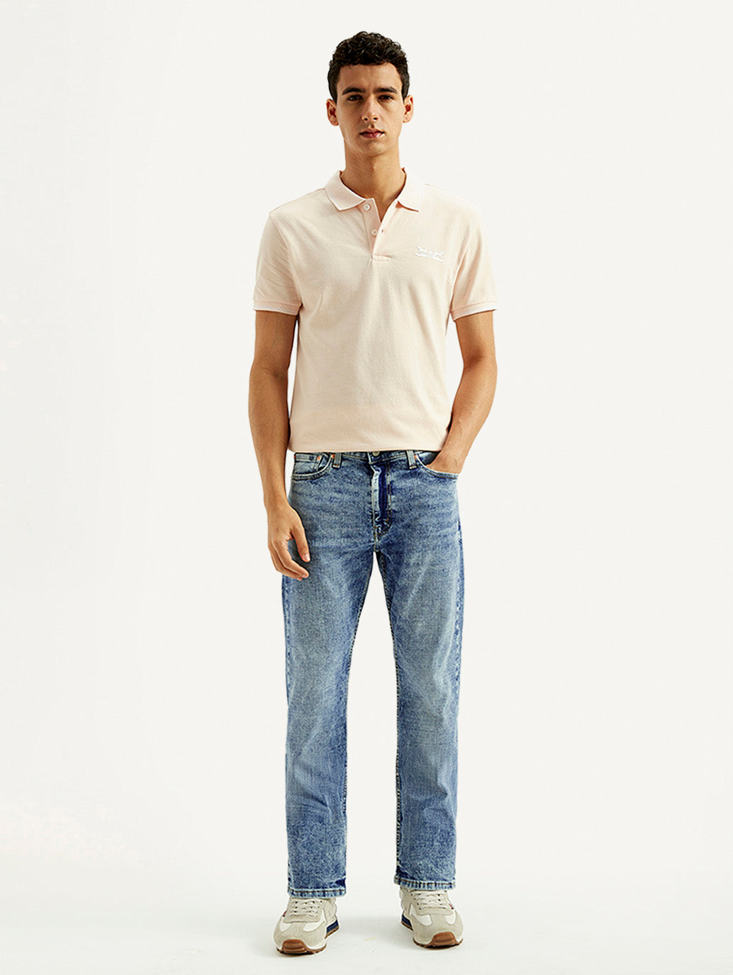 Men's 513 Blue Slim Straight Fit Mid Rise Jeans - Front View