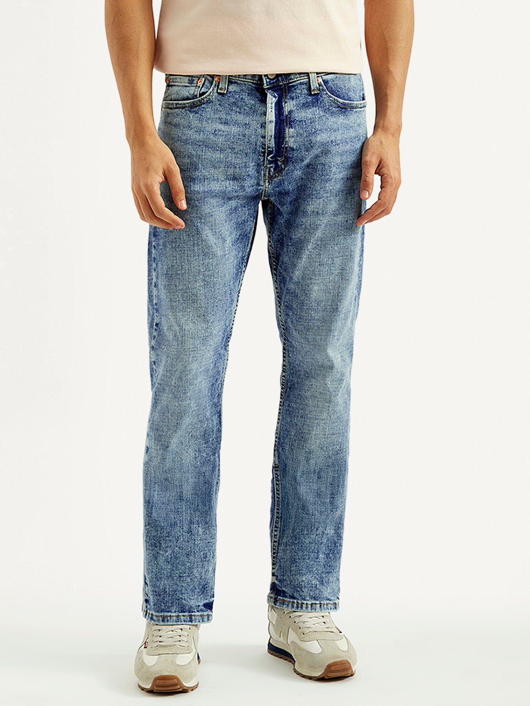 Men's 513 Blue Slim Straight Fit Mid Rise Jeans - Front View